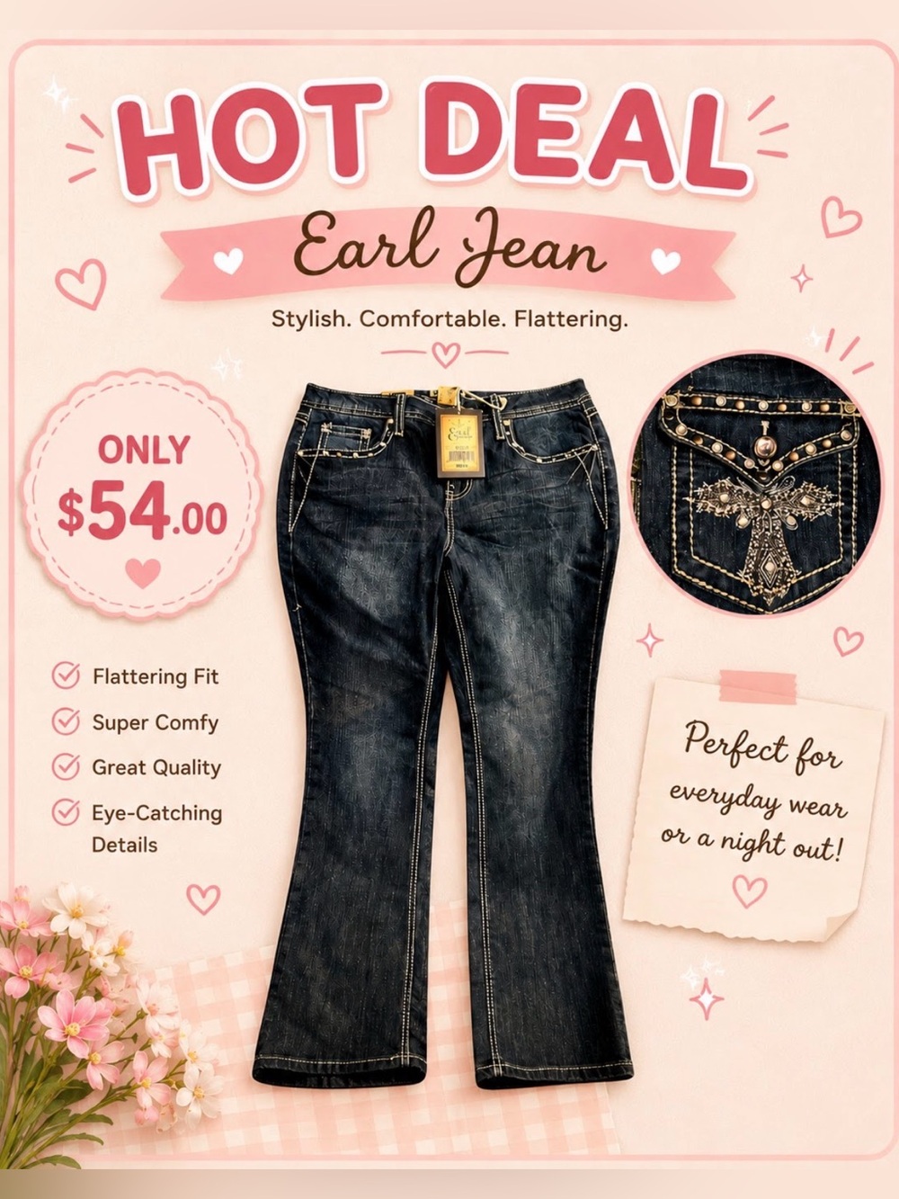 🫶HOST PICK🫶 Earl Jean women size 8 boot cut NWT